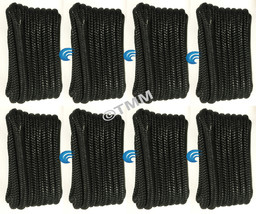 (8) Black Double Braided 1/2&quot; x 20&#39; ft HQ Boat Marine DOCK LINES Mooring... - $141.07