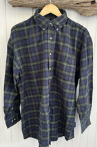 James River Outfitters Shirt Mens XL Blue Green Plaid Flannel Cotton Vin... - £29.75 GBP