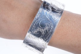 7.5&quot; Vintage Engraved Sterling silver bangle bracelet - £107.63 GBP