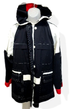 Ellen Tracy Hoodie Jacket Size Large Raincoat Windbreaker Black Red White EUC - £12.96 GBP