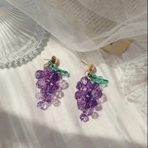 Cute Creative Purple Grape Dangle Drop Earrings for Women - £8.68 GBP