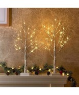 Peiduo Set Of 2 2&#39;24&quot; Warm White Led Birch Trees For Wedding, Home Decor... - £27.50 GBP