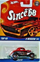 HOT WHEELS SINCE 68 TOP 40 - 3 WINDOW 1934 FORD Hot Rods Redline Tires - $10.00