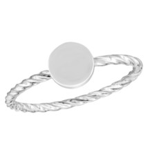 Sleek Round Disc Circle Sterling Silver Twisted Band Ring-8 - £9.73 GBP
