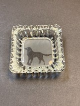 Heavy Clear Glass Butter Jelly or Trinket Dish Dog Silhouette On Bottom - £9.36 GBP