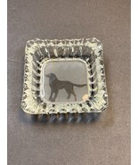 Heavy Clear Glass Butter Jelly or Trinket Dish Dog Silhouette On Bottom - £7.10 GBP