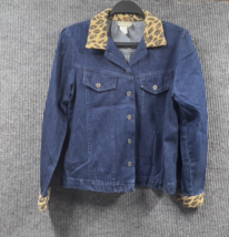 Coldwater Creek Denim Jacket Womens Small Blue Jean Animal Print Trim US... - £23.65 GBP