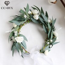 CC Wreath Flower Crown Tiara Hairbands Wedding Hair Accessories For Women Bridal - £21.89 GBP