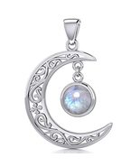 Jewelry Trends Filigree Celtic Crescent Moon Sterling Silver Pendant Necklace 18 - £124.30 GBP