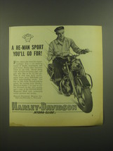 1952 Harley-Davidson Hydra-Glide Motorcycle Ad - A He-Man sport you'll go for - $18.49