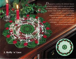 5 Christmas Holly Lace Rose Medallion Crochet Doily Tablecloth Runner Patterns - £10.14 GBP