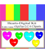 Hearts Digital Kit 11-Digtial Paper-Bunny-Egg-Art Clip-Gift Tag-Jewelry-... - $37.30 MXN