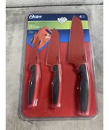 Oster Stainless Steel Stylish Craft 3pc Cutlery Set Red &amp; Black Grip Han... - £9.39 GBP