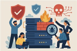 Cybersecurity Team Defense – Flat Vector Concept of Digital Defense - $18.24 MXN
