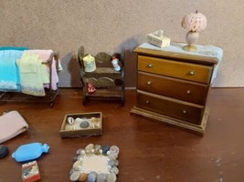 Dollhouse Miniature Furniture Vintage Bathroom Lot Vanity Dry Rack Misc ... - £120.65 GBP
