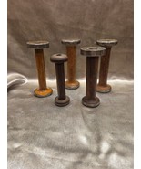 Vintage Textile Spools Set Of 5 Smaller To Medium Size - $28.98