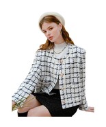 PETITE STUDIO NYC Kennedy Tweed Lady Jacket Black/White Checkered Croppe... - £81.61 GBP