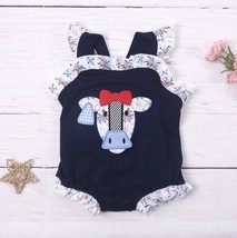 NEW Boutique 4th of July Cow Baby Girl Ruffle Romper Jumpsuit - £10.73 GBP