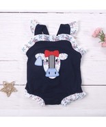 NEW Boutique 4th of July Cow Baby Girl Ruffle Romper Jumpsuit - £10.69 GBP