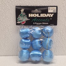 9 Light Blue SPUN SATIN SHEEN Christmas Ornaments Round Ball Vintage Ames - $20.70 CAD