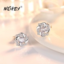 Silver stud earrings high quality woman fashion jewelry new lucky clover crystal zircon thumb200