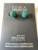 Sonia Heilbron  Green Swarovski Elements Crystal Ball Stud Earrings - £118.69 GBP