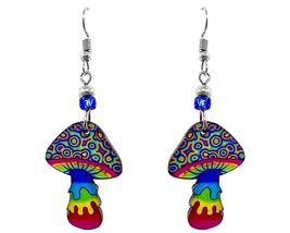 Psychedelic Magic Mushroom Graphic Dangle Earrings - Womens Trippy Fashi... - £13.30 GBP
