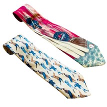 Lands’ End Vintage Sports Ties Yellow Golf Red Baseball 2 Neckties Silk ... - $24.29
