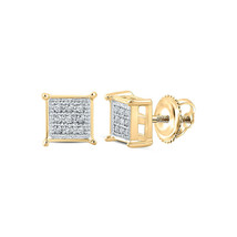 10kt Yellow Gold Mens Round Diamond Square Earrings 1/20 Cttw - £127.72 GBP