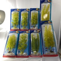 Penn Plax Aquarium Plants Lot of 8 Plastic Green Assort. Vintage New in Package - £31.16 GBP