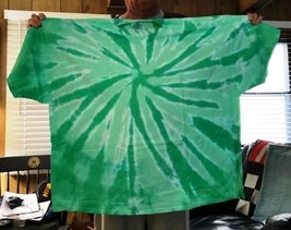 5X Big Tye Dye T-SHIRT Hand Done With Greens &amp; White New! - £22.43 GBP