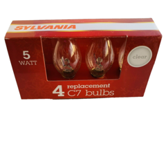 Sylvania Clear Christmas Light Bulbs 5W C7 Christmas ViIlage Indoor Outdoor 4 pk - £7.42 GBP