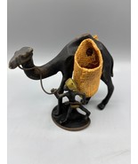 Vtg Cast Iron Camel &amp; Man Figurine With Baskets - $924.47 MXN
