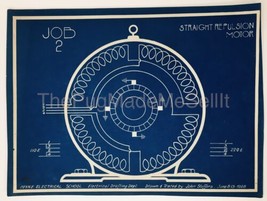 1928 Blueprint Straight Repulsion Motor Coyne Electrical School Job 2 J ... - $30.00