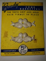 Vintage Goody Set Comb Barrettes Celluloid New Old Stock White Birds PB50 - £23.88 GBP