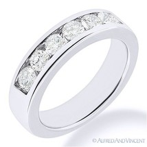 Round Cut Moissanite Channel Setting 7-Stone Ring Wedding Band in 14k White Gold - £573.98 GBP+