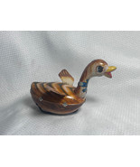 Vtg Tin Litho Toy Blue Eyed Blue Ribbon Duck W/ Wings Rolling Waddler On... - £23.73 GBP