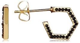 Jules Smith Ombre Gold Plated Black Stones Small Hex Hoop Stud Earrings NWT - $14.98
