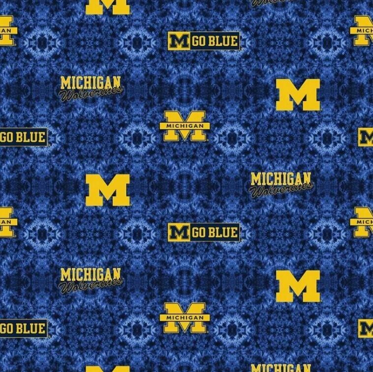 Flannel University of Michigan Wolverines Blue Flannel Fabric Print BTY ... - $12.95