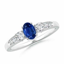ANGARA Three Stone Blue Sapphire and Diamond Ring with Accents - £1,342.65 GBP