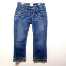 Size 25 Taverniti So Kylie Crop Blue Denim Jeans Polka Dot Trimming Wome... - $24.18