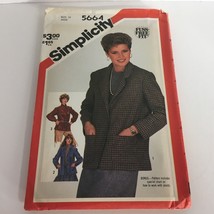 Simplicity Sewing Pattern 5664 Unlined Jacket Blazer 1982 Vintage Size 12 Work - £3.13 GBP