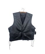 Mens Black Leather Biker Vest Motorcycle Sleeveless Jacket Laced Sides 3XL - $25.00