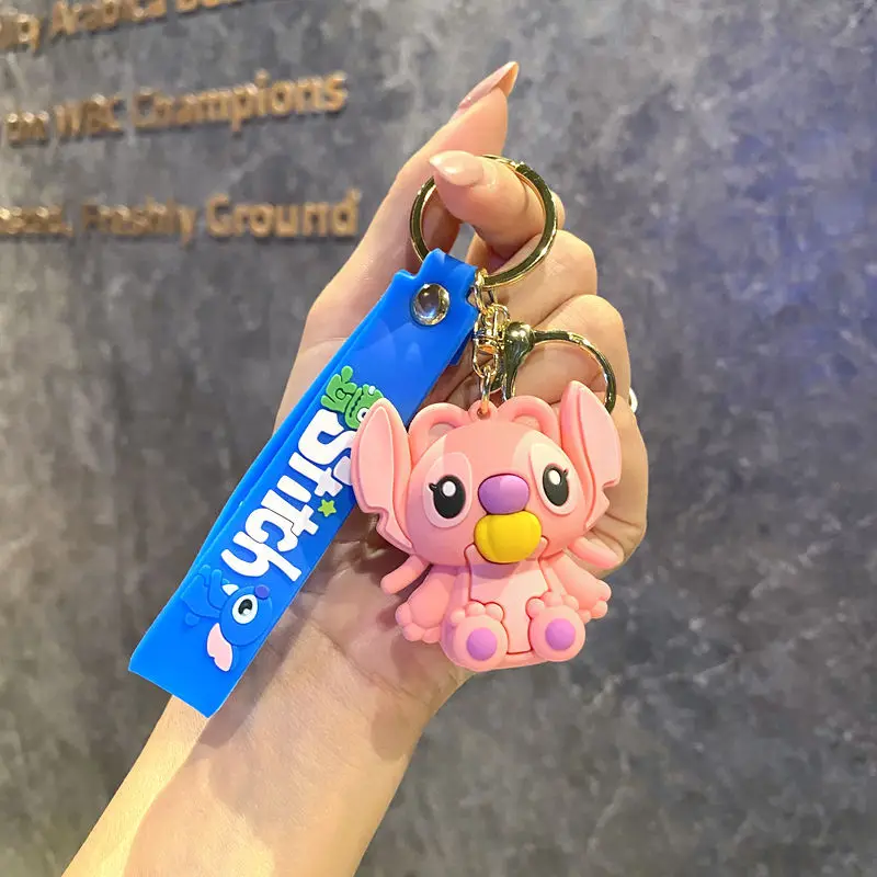 New Stitch Angel Figures Keychain Couple Pvc Doll Charm Keyring Cartoon ... - $2.26