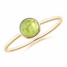 ANGARA Bezel Set Round Peridot Stackable Ring in 14K Yellow Gold Size 9 - £305.54 GBP