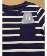 NEW Baby Boy Cute Walrus in a Pocket Print Long Sleeves Striped Navy Inf... - £10.25 GBP
