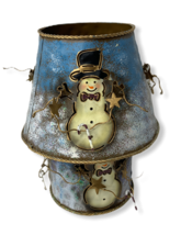 Home Interiors Metal Pillar Candle Holder Snowman Decorative Holiday - £10.35 GBP