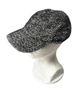 Cervo Barbisio Black Herringbone Wool Blend Newsboy Cap Lined Made Italy... - $946.17 MXN