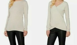 H BY Halston Reversible Wrap Style Long Sleeve Sweater ~ Stone~ Women&#39;s ... - £20.97 GBP
