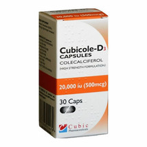 Cubicole Vitamin D3 20000IU Capsules x 30 Vitamin D3 Colecalciferol Supp... - £21.96 GBP